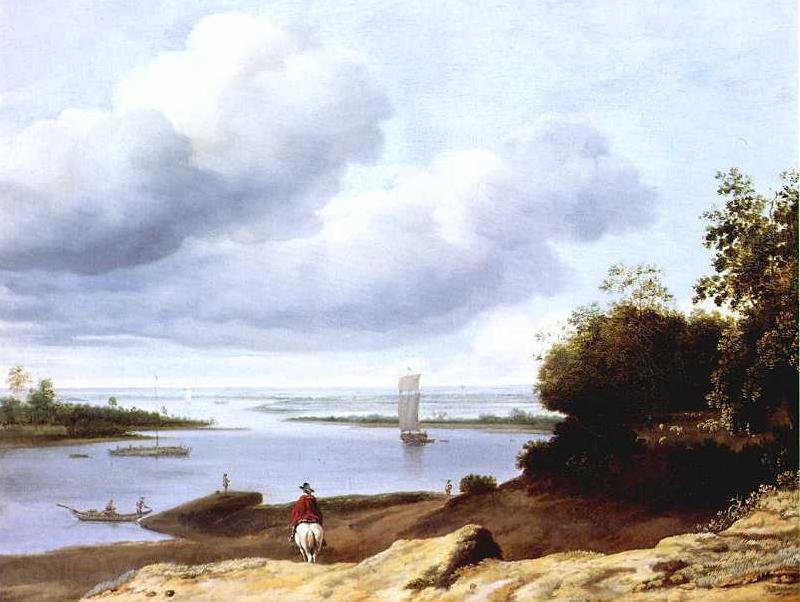 BORSSUM, Anthonie van Extensive River View with a Horseman dgh Norge oil painting art